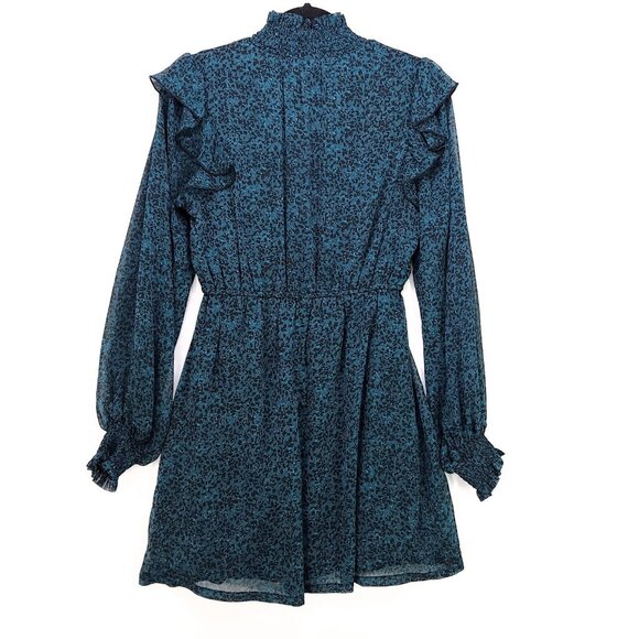 Spirit Of Grace Prairie Short Dress Long Sleeve Smocked Neck Medium Leopard - Picture 2 of 11